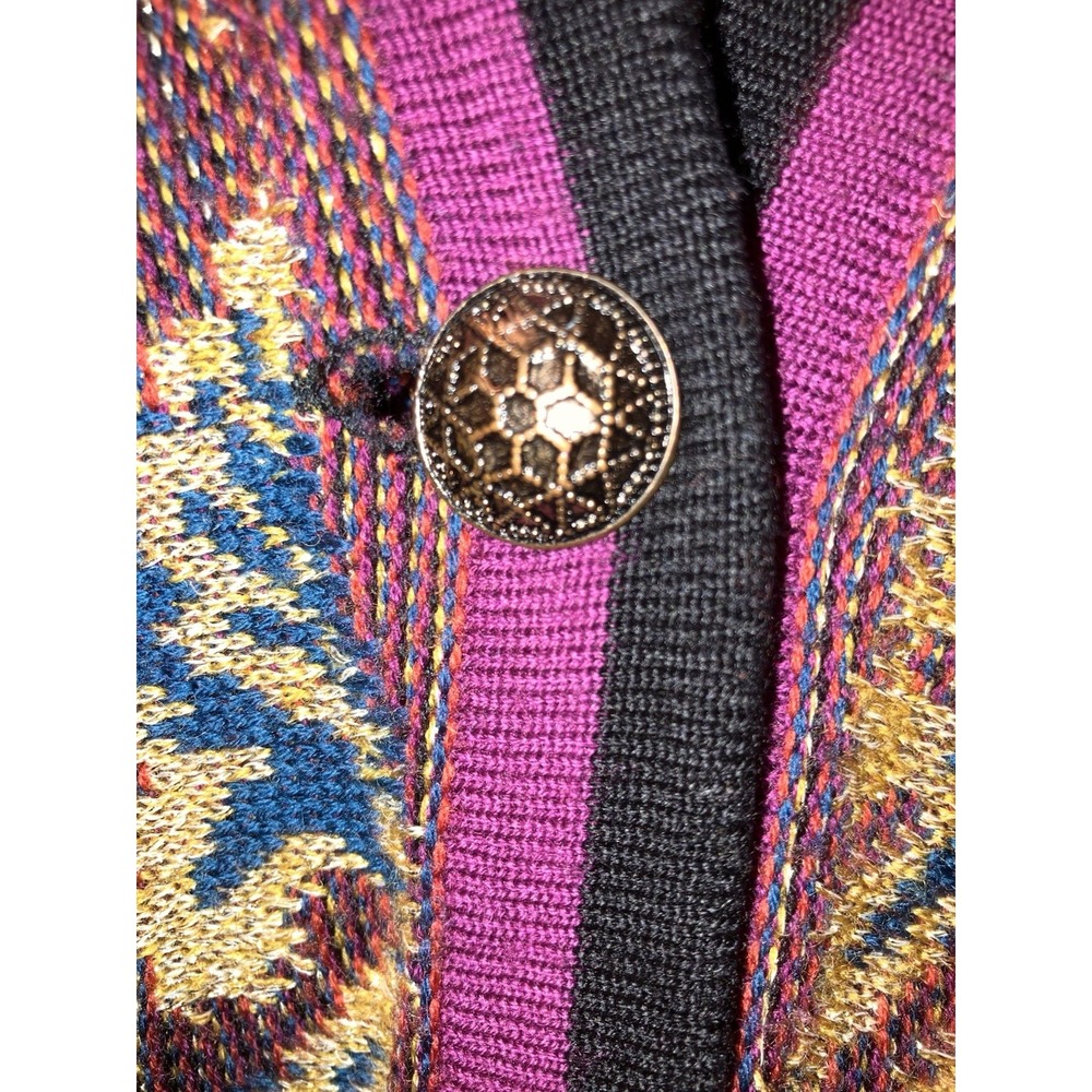 Vintage 80's Georgiou Cardigan Sweater Wool Blend Metallic Thread Sz L Unique - Picture 4 of 8